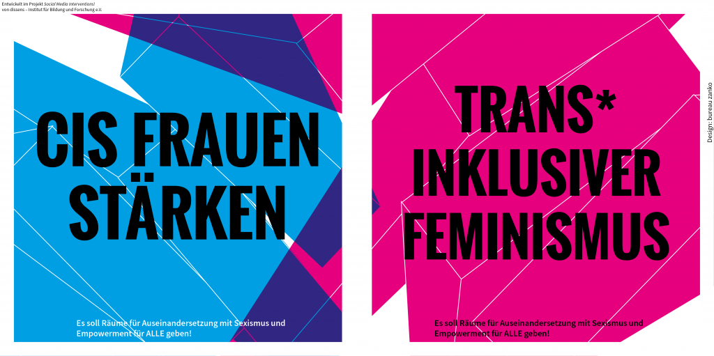 Feministisches Spannungsfeld: einerseits cis Frauen stärken, andererseits trans* inklusiver Feminismus.